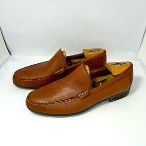 Johnston & Murphy Mens Moccasin Loafer Cognac Tan Size 10 Sheepskin Lined